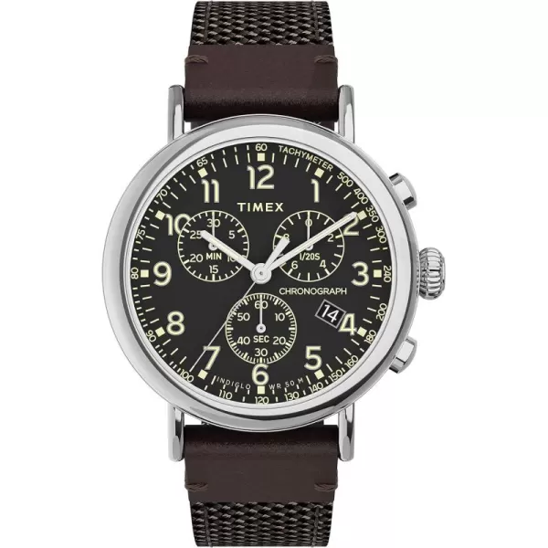 Timex Dress Watch and Timex Mens Standard Chronograph 41mm WatchBrownSilverBlack