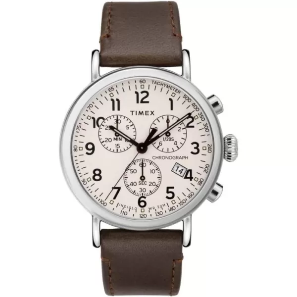 Timex Dress Watch and Timex Mens Standard Chronograph 41mm WatchBrownSilverCream