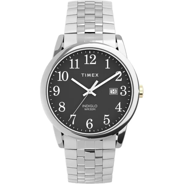 Timex Mens Easy Reader WatchSilverToneSilverToneBlack38mm