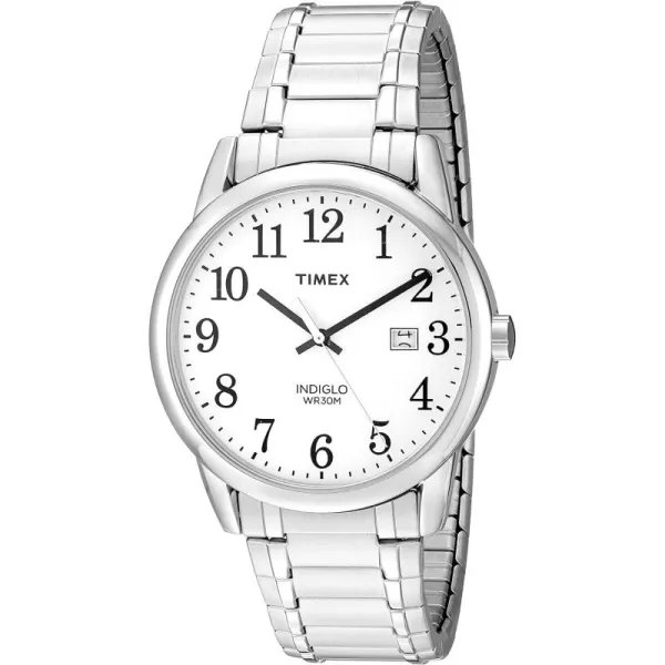 Timex Mens Easy Reader WatchSilverToneSilverToneWhiteA38mm