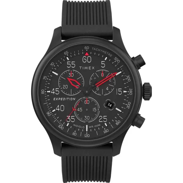 Timex Mens Expedition Field 43mm Watch  Brown Strap Black Dial Gunmetal CaseBlackBlackBlack