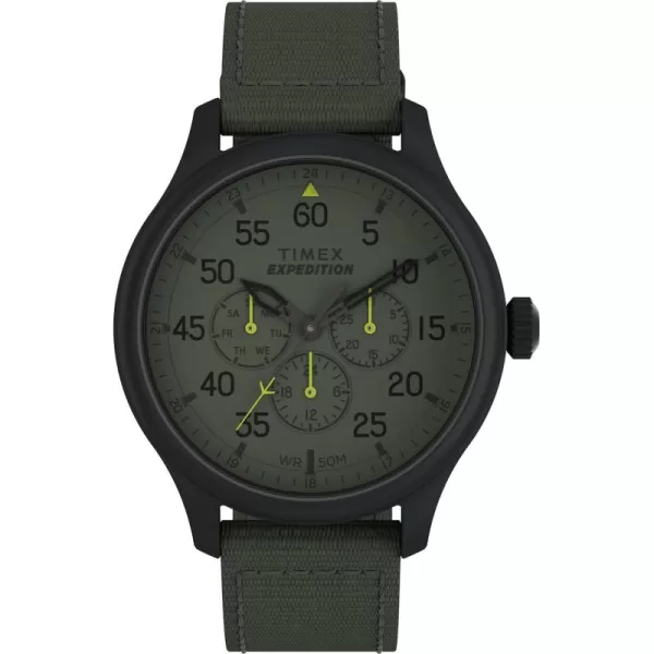 Timex Mens Expedition Field 43mm Watch  Brown Strap Black Dial Gunmetal CaseGreenGreenBlack
