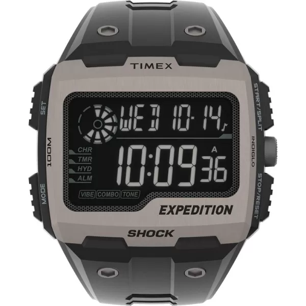 Timex Mens Expedition Grid Shock 50mm Quartz Resin Strap Black 16 Casual Watch Model TW4B24900VQ