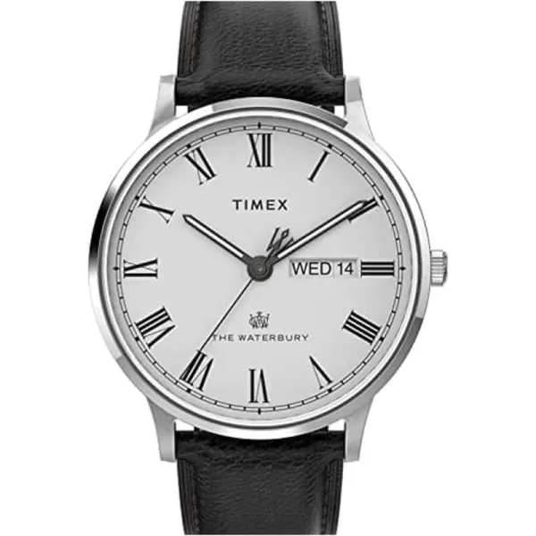 Timex Mens Waterbury Classic 40mm WatchBlackWhiteStainless Steel