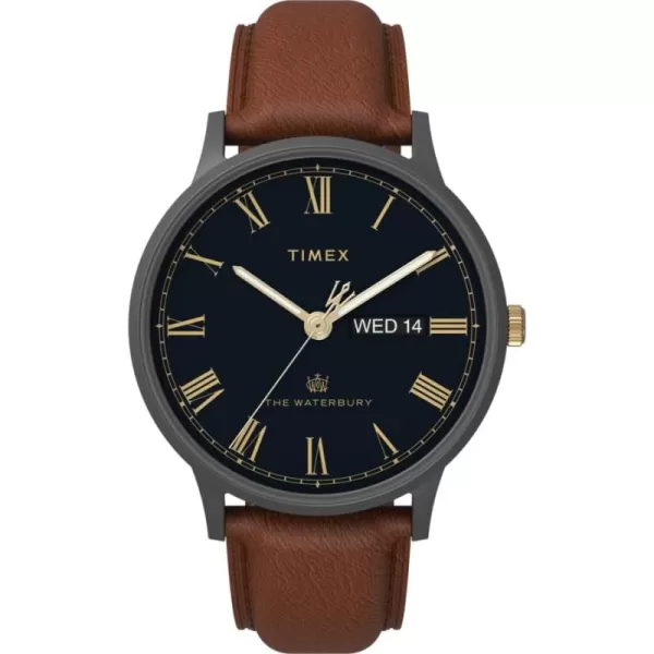 Timex Mens Waterbury Classic 40mm WatchBrownBlueGunmetal