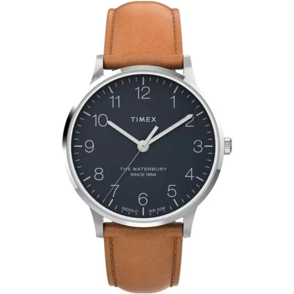 Timex Mens Waterbury Classic 40mm WatchTanBlueStainless Steel