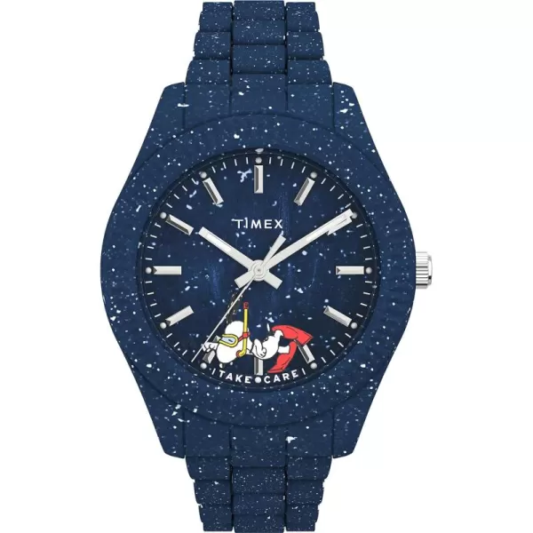 Timex Mens Waterbury Ocean Recycled Plastic 42mm WatchBluePeanuts