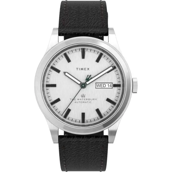 Timex Mens Waterbury Traditional Automatic DayDate 39mm WatchBlackSilver