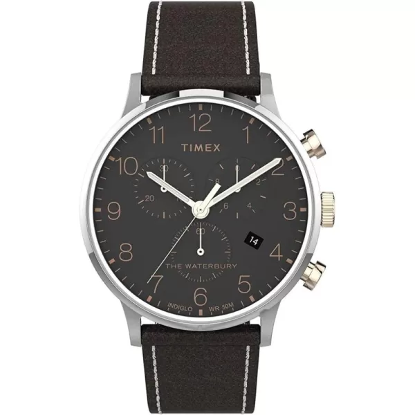 Timex Waterbury Classic Chronograph 40mm WatchDark BrownSilver