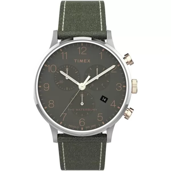 Timex Waterbury Classic Chronograph 40mm WatchDark GreenSilverTone