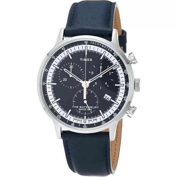 Timex Waterbury Classic Chronograph 40mm WatchNavySilverTone