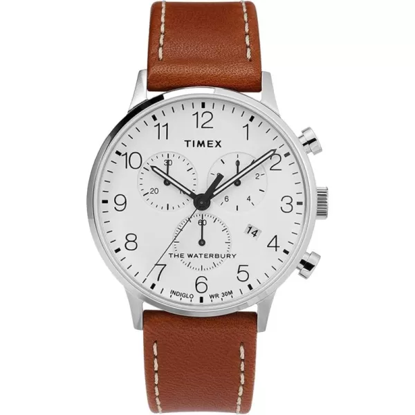 Timex Waterbury Classic Chronograph 40mm WatchTanSilverWhite