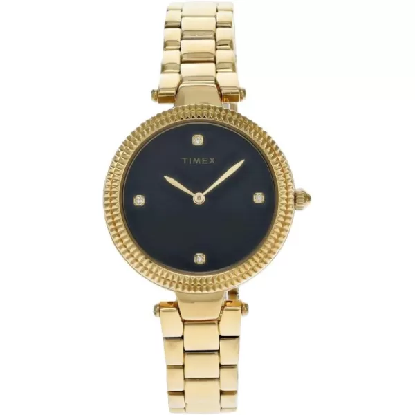 Timex Womens Adorn 32mm Watch  Black Dial GoldTone Case ampamp Bracelet