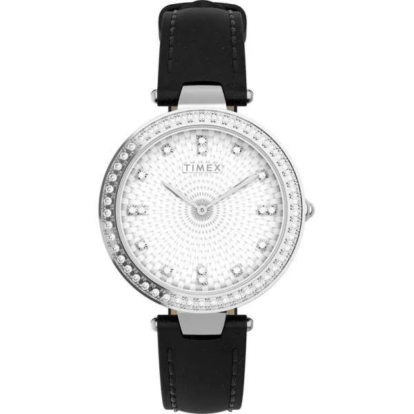 Timex Womens Adorn 32mm WatchBlackSilverToneSilverTone