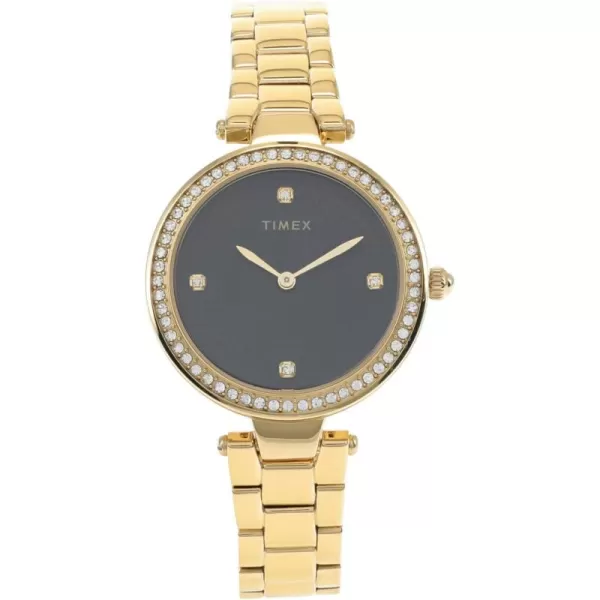 Timex Womens Adorn 32mm WatchGoldToneBlackGoldTone