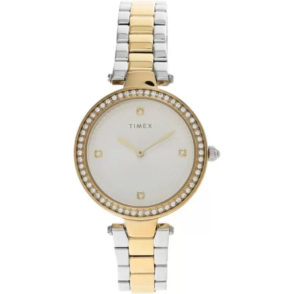 Timex Womens Adorn 32mm WatchTwoToneSilverToneGoldTone