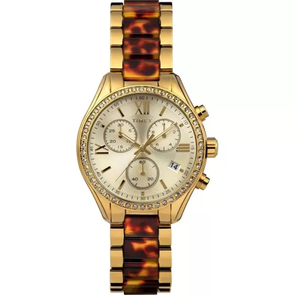 Timex Womens Dress 38mm WatchGoldToneGoldToneGoldToneBrown