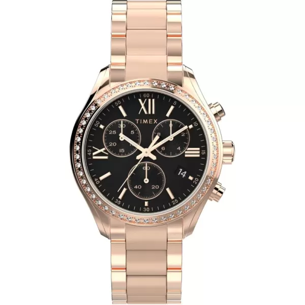 Timex Womens Dress 38mm WatchRose GoldToneBlackRose GoldTone