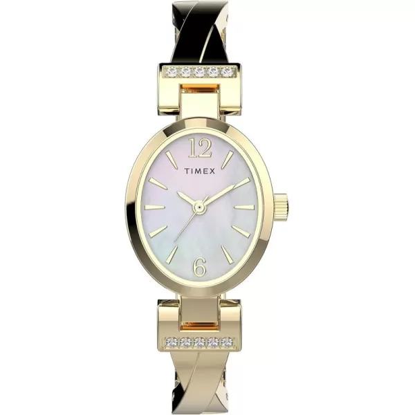 Timex Womens Dress Stretch Bangle 21mm WatchGoldToneMotherofPearl