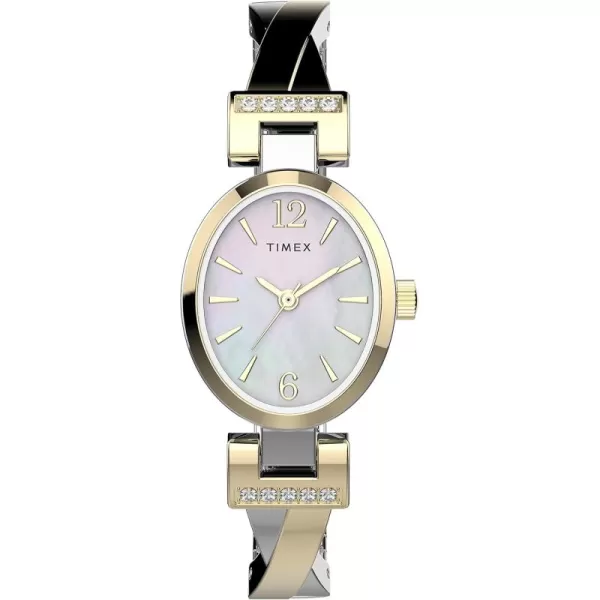 Timex Womens Dress Stretch Bangle 21mm WatchTwoToneMotherofPearl