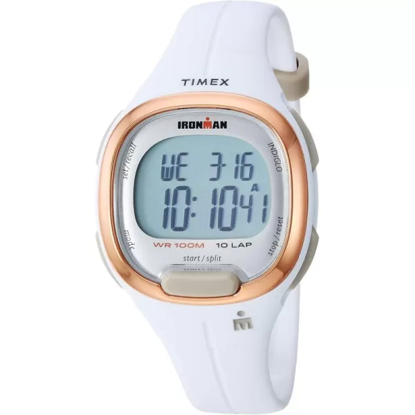 Timex Womens Ironman Transit 33mm Resin Strap WatchWhiteRose GoldTone