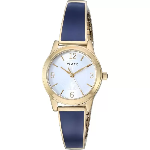 Timex Womens Stretch Bangle 25mm WatchBlueGoldTone