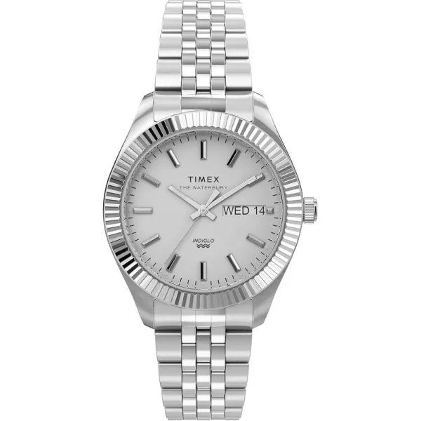 Timex Womens Waterbury Legacy Boyfriend 36mm WatchSilverWhite