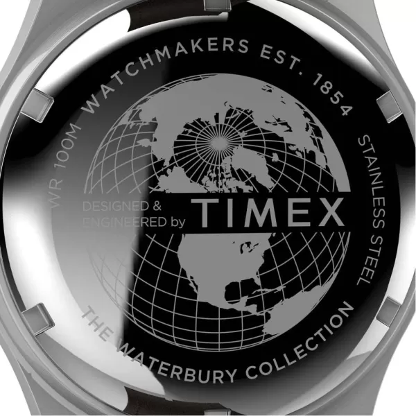 Timex 39 mm Waterbury Traditional DayDate Stainless Steel CaseBlackSilverToneBlue