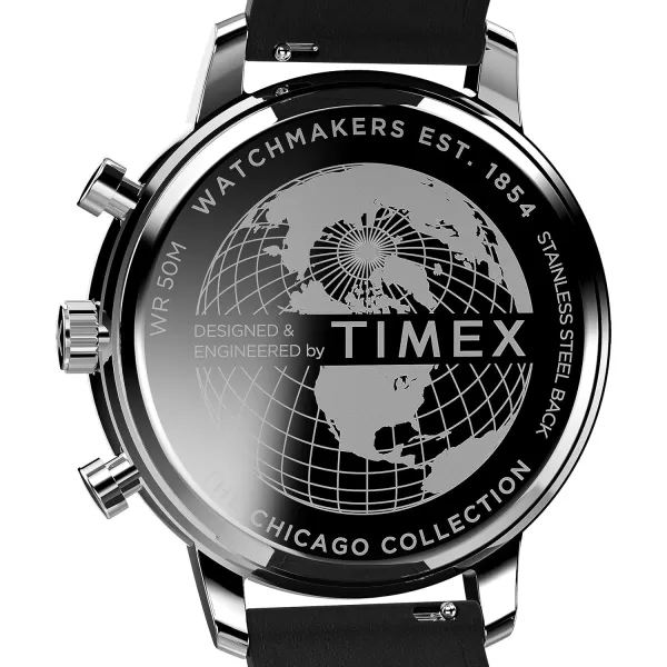 Timex Mens Chicago DayDate 45mm WatchBlackBlackSilverToneChrono