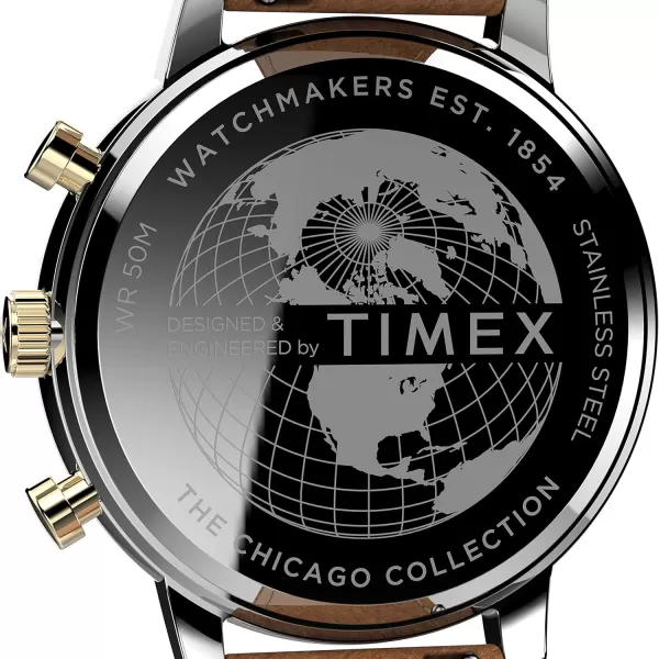 Timex Mens Chicago DayDate 45mm WatchBrownTwoToneBlue
