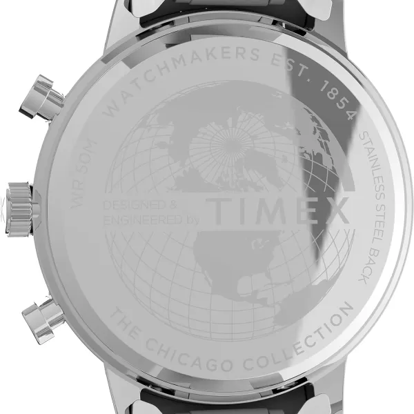 Timex Mens Chicago DayDate 45mm WatchSilverToneBlue