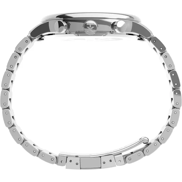 Timex Mens Chicago DayDate 45mm WatchSilverToneBlue