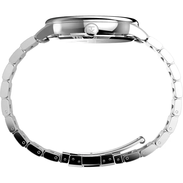 Timex Mens Chicago DayDate 45mm WatchStainless SteelBlueSilverTone