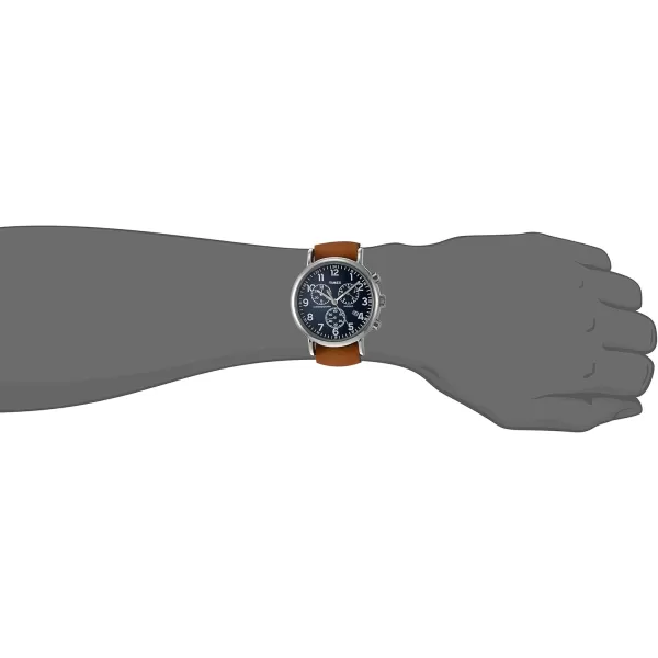 Timex TWG012800QM Unisex Weekender Chrono Tan Leather Strap Watch Gift Set  Navy Nylon Strap