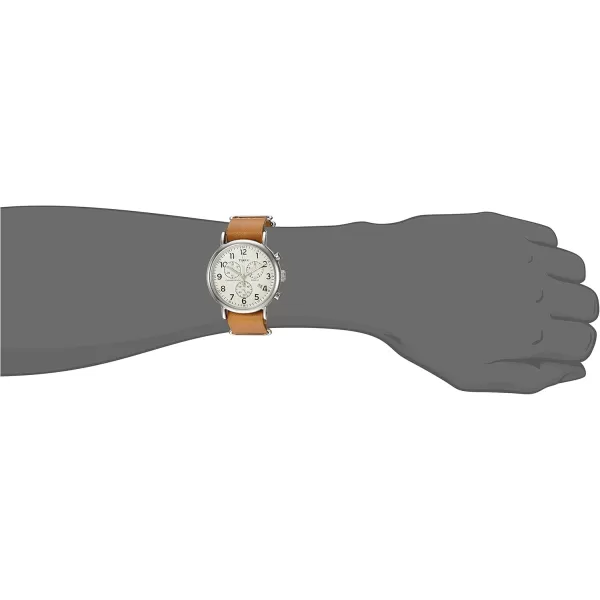 Timex Unisex TWC063500 Weekender Chrono CreamTan DoubleLayered Leather SlipThru Strap Watch