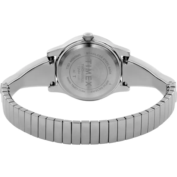 Timex Womens Main Street 25mm Semi Bangle WatchSilverTone