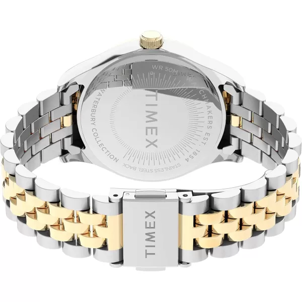 Timex Womens Waterbury Legacy 34mm Watch  White Dial TwoTone Stainless Steel Bracelet with Crystals
