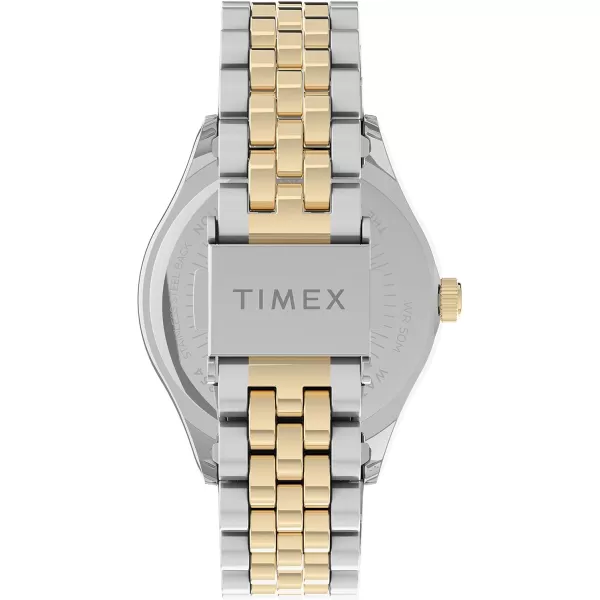 Timex Womens Waterbury Legacy 34mm Watch  White Dial TwoTone Stainless Steel Bracelet with Crystals