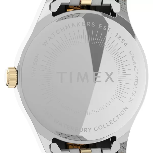 Timex Womens Waterbury Legacy 34mm Watch  White Dial TwoTone Stainless Steel Bracelet with Crystals