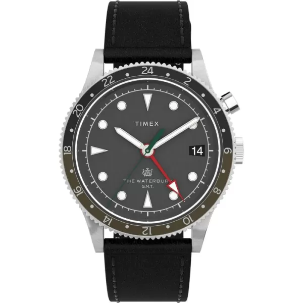Timex 39 mm Waterbury Traditional GMTBlackSilverTone