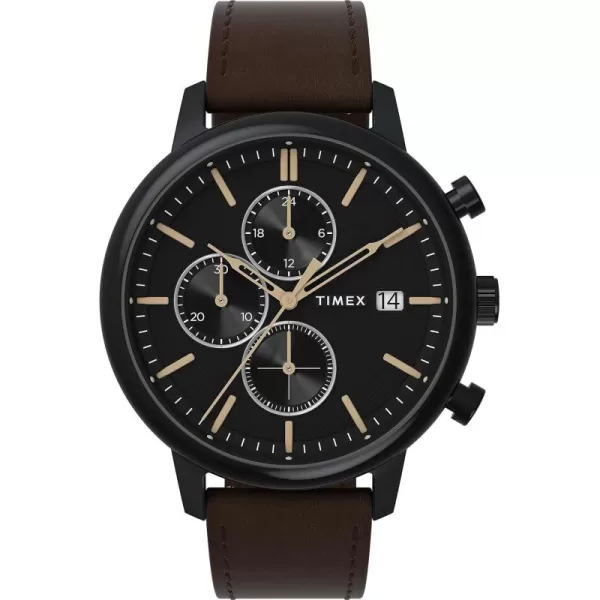Timex Mens Chicago DayDate 45mm WatchBrownBlackBlack
