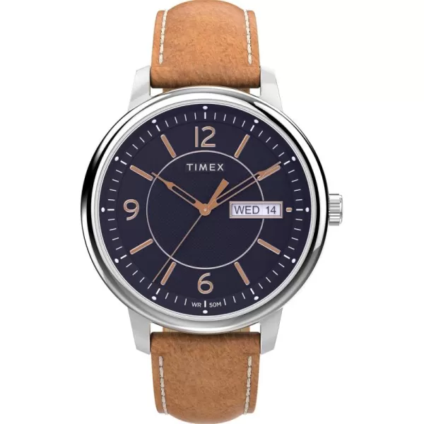 Timex Mens Chicago DayDate 45mm WatchBrownBlue