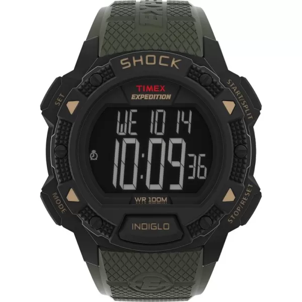 Timex Mens Expedition Base Shock 45mm WatchGreenBlack