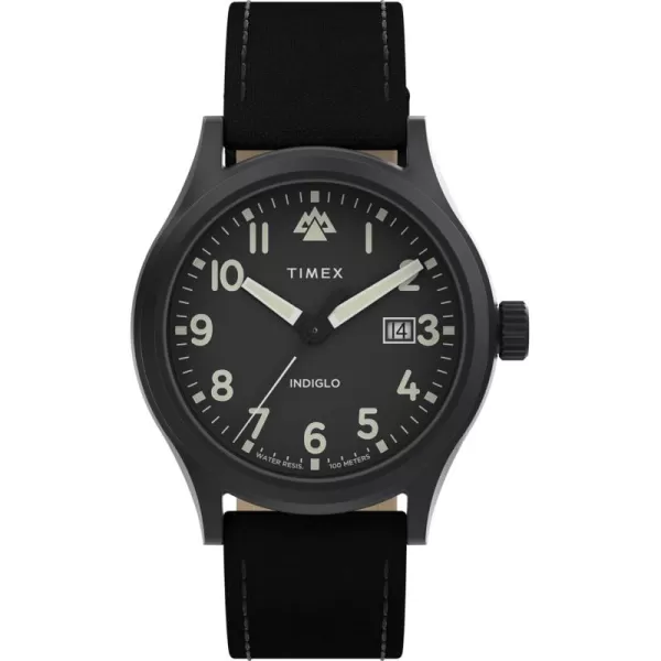 Timex Mens Expedition North Sierra 40mm Watch  Black Strap Green Dial SilverTone CaseBlackBlackBlack