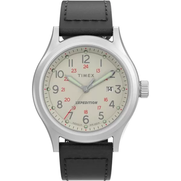 Timex Mens Expedition North Sierra 40mm Watch  Black Strap Green Dial SilverTone CaseBlackCreamStainless Steel
