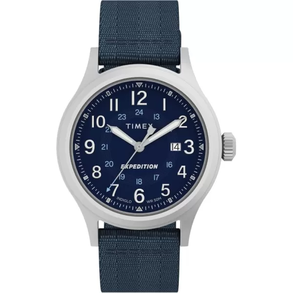 Timex Mens Expedition North Sierra 40mm Watch  Black Strap Green Dial SilverTone CaseBlueBlue