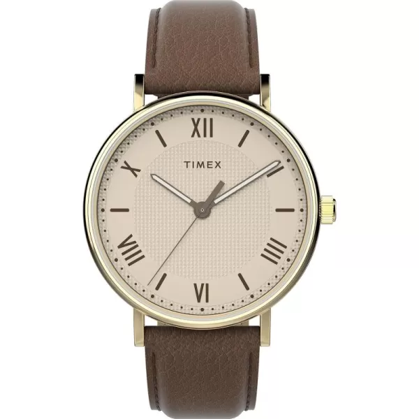 Timex Mens Southview 41mm WatchBrownCreamGoldTone
