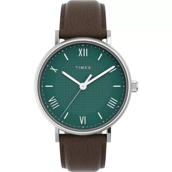 Timex Mens Southview 41mm WatchBrownGreenSilverTone