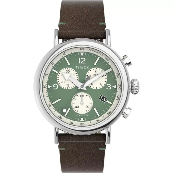 Timex Mens Standard Chronograph 41mm WatchBrownGreen