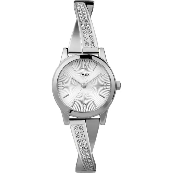 Timex Womens Main Street 25mm Semi Bangle WatchSilverTone